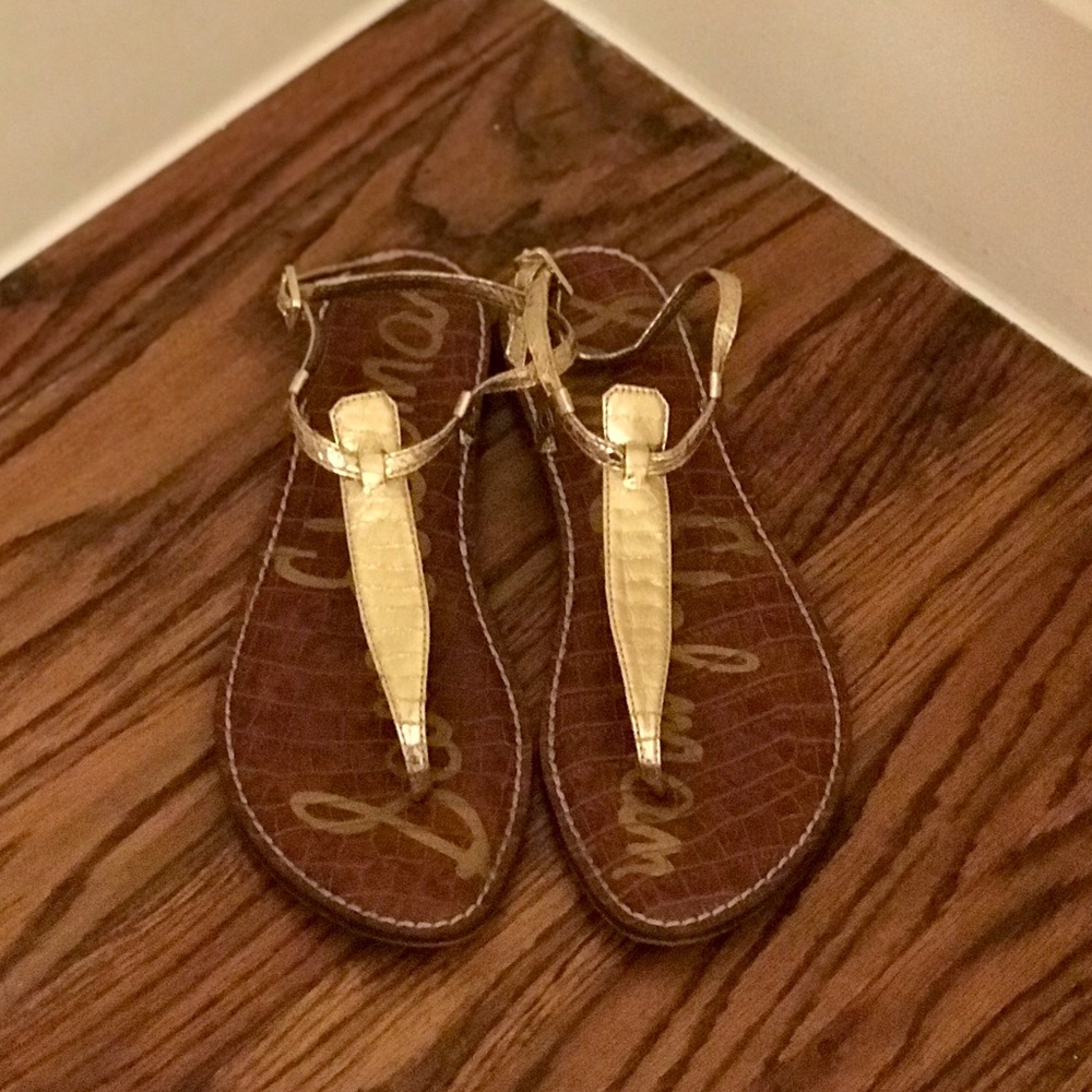 Sam Edelman Sandal 9.5 Gigi Gold Leather No Heel